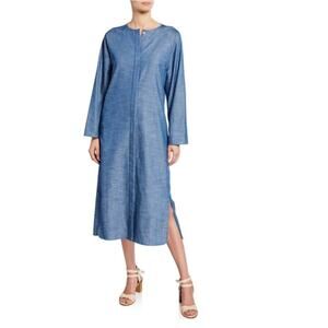 Zero + Maria Cornejo 100% Cotton Washed Indigo Midi Dress with Pockets